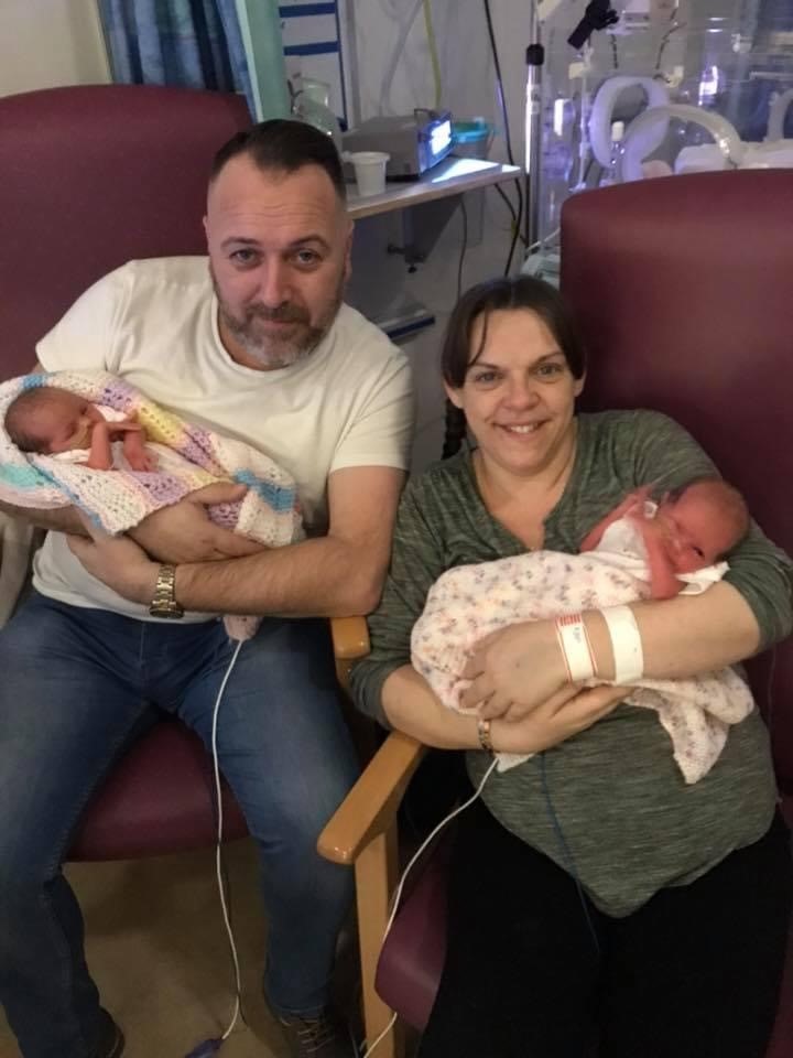 Katy and Simon with twin baby girls